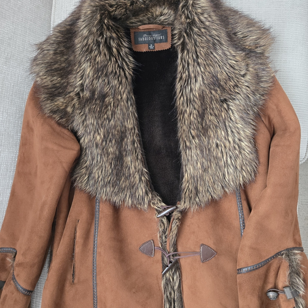 Fabulous Furs Women's Brown Faux Fur Trim Boho Jacket